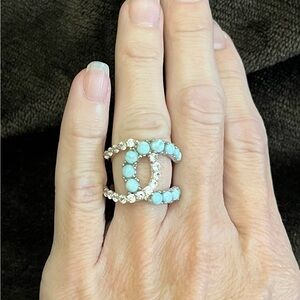 JTV Silver and Light Blue Women's Ring